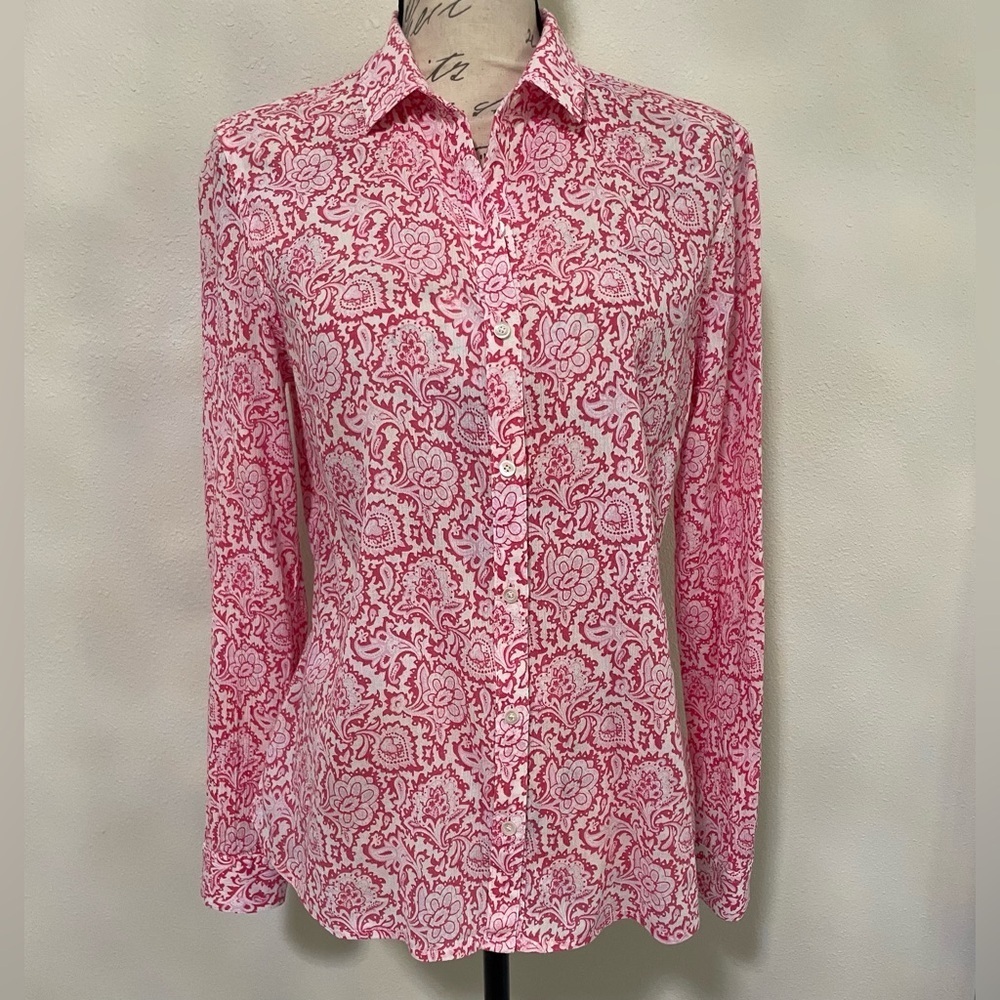 J. McLaughlin Pink Lace Floral Blouse
